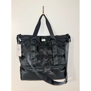 Wilo The Label Black Nylon Puffer Gym Bag Travel Tote Shoulder Bag